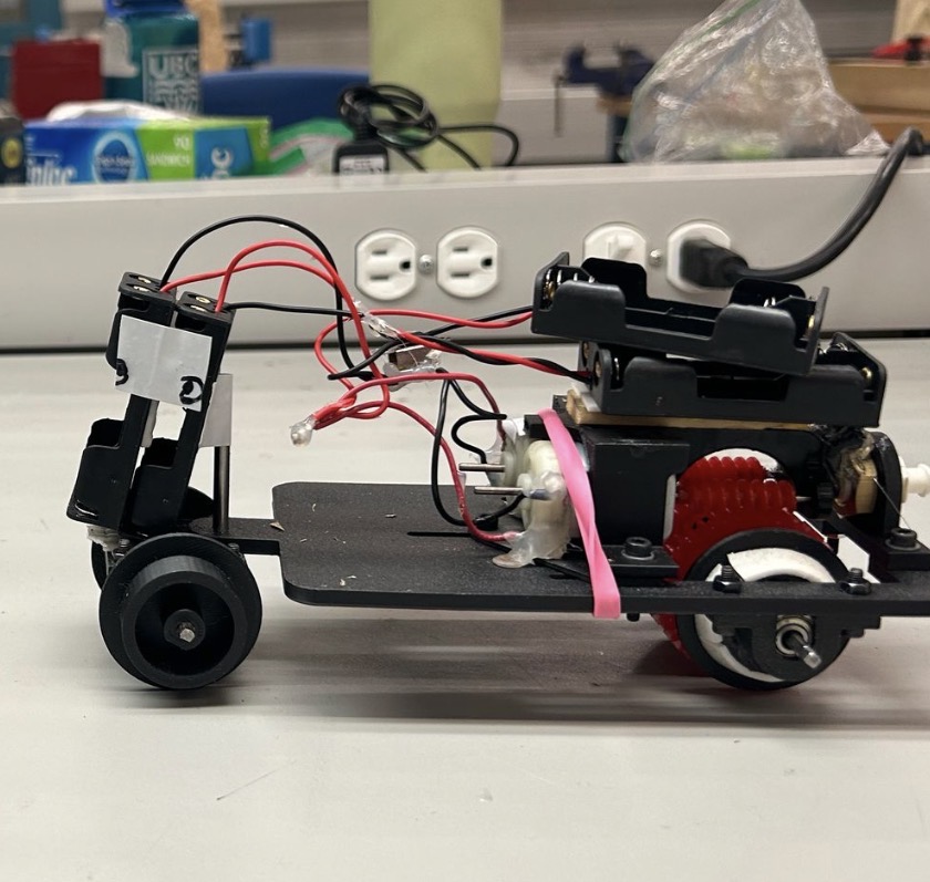 Robotic cart prototype on a workbench