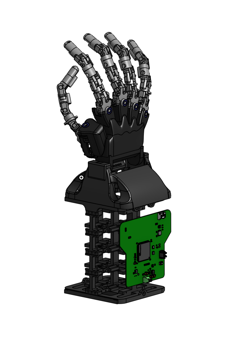CAD render of the ORCA Hand V1 Legacy platform used for the Robotic Hand project